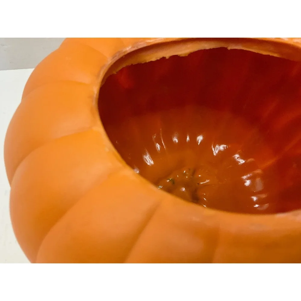 Halloween Jack O Lantern Foam Blow Mold Pumpkin Decor Orange Toothy Grin 8 Inch